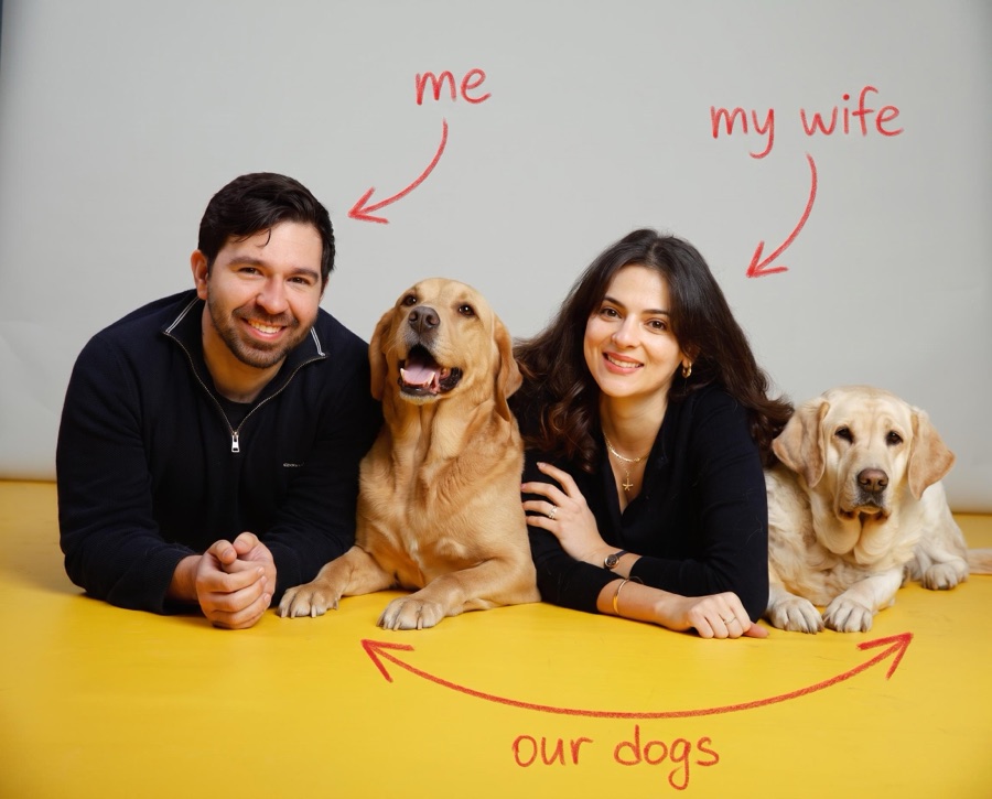 Gal, his wife, and their two dogs